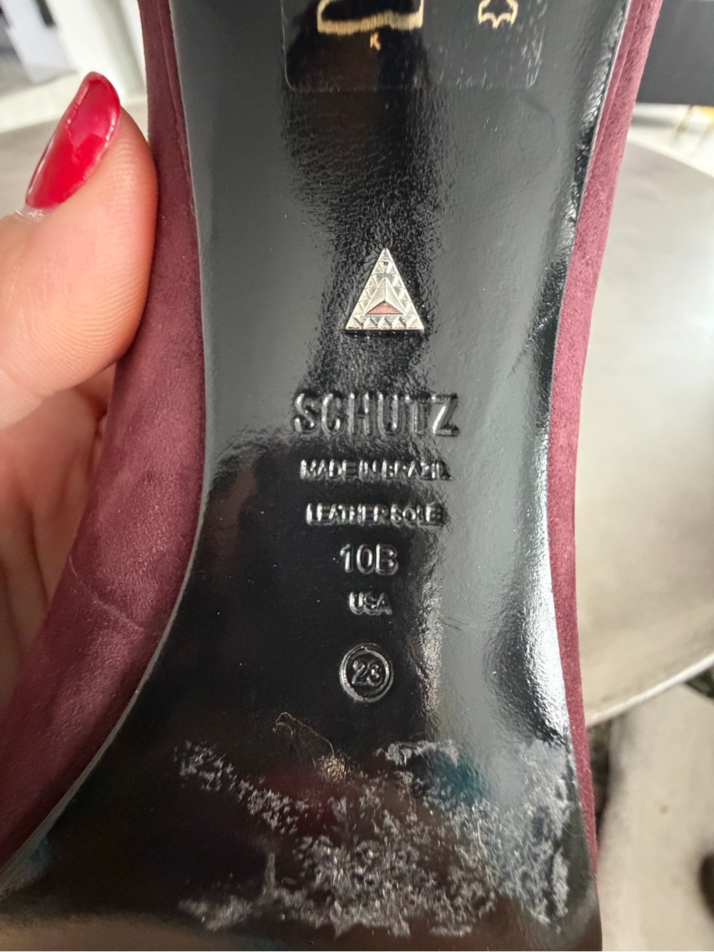 SCHUTZ Pointed-Toe Suede Pumps in Plum - Picture 6 of 6